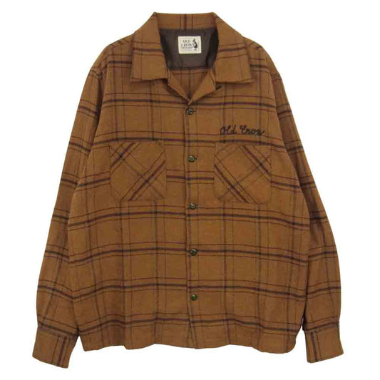 オールドクロウ OC-18-AW-13 Old Rod Check L/S Shirts オープンカラー 開襟 チェック シャツ  ブラウン系 チェック M【中古】