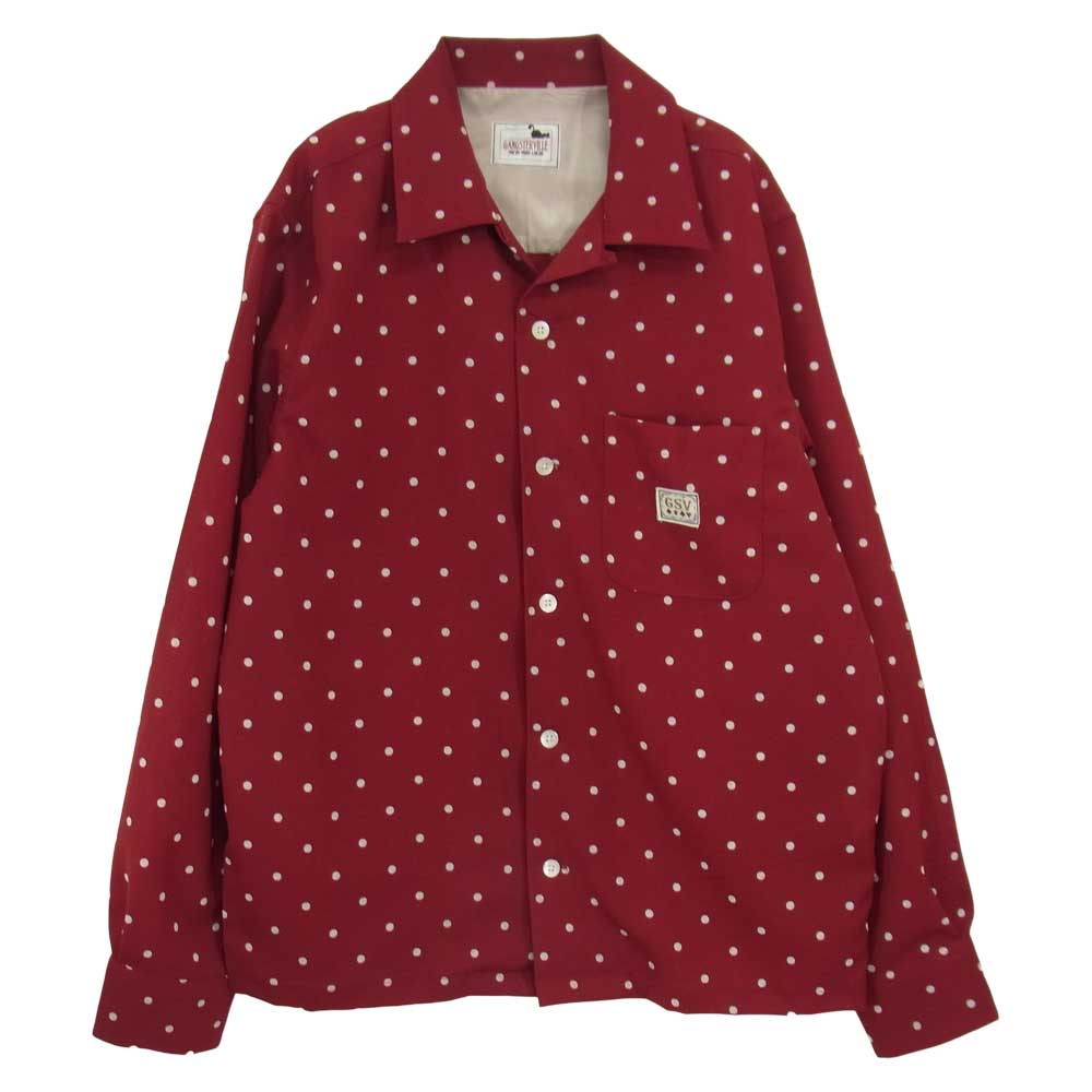 GANGSTERVILLE ギャングスタービル GSV-20-SS-15 DIAMONDS - L/S SHIRTS オープンカラー 開襟 ドット シャツ レッド系 M【中古】
