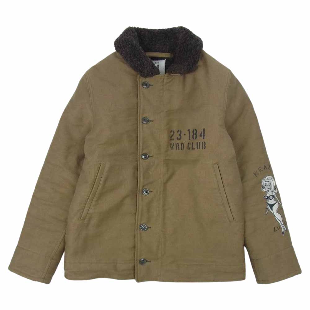 WEIRDO ウィアード WRD-20-AW-05 WRD CLUB ステンシル ペイント N-1 デッキ ジャケット カーキ系 M【中古】