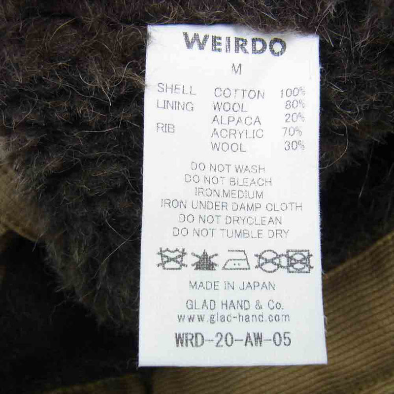 WEIRDO ウィアード WRD-20-AW-05 WRD CLUB ステンシル ペイント N-1 デッキ ジャケット カーキ系 M【中古】