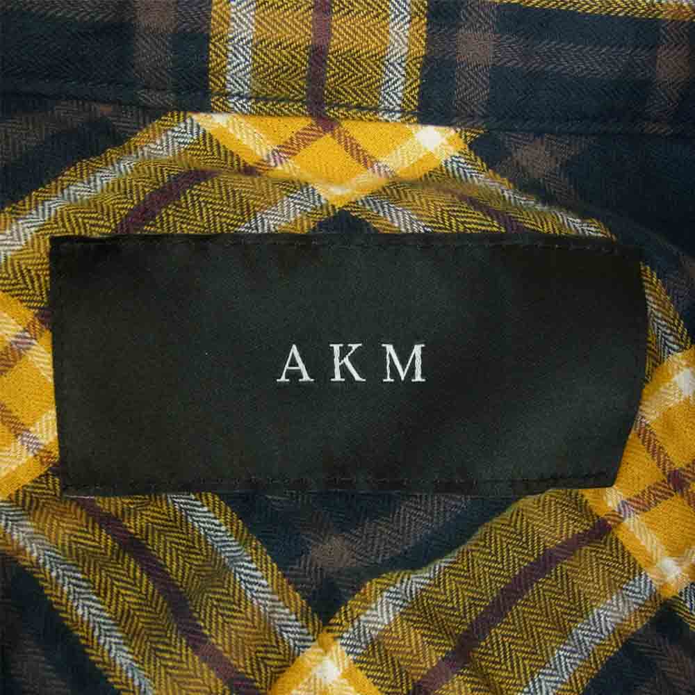 AKM エイケイエム S111 CNU153 L-S CHECK western shirt 長袖 チェック ウエスタン シャツ イエロー系 L【美品】【中古】