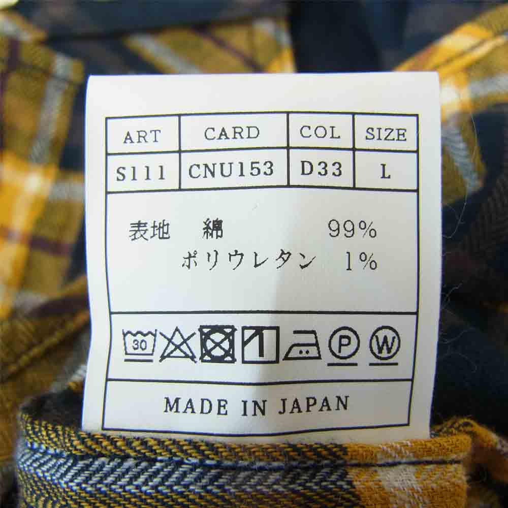 AKM エイケイエム S111 CNU153 L-S CHECK western shirt 長袖 チェック ウエスタン シャツ イエロー系 L【美品】【中古】