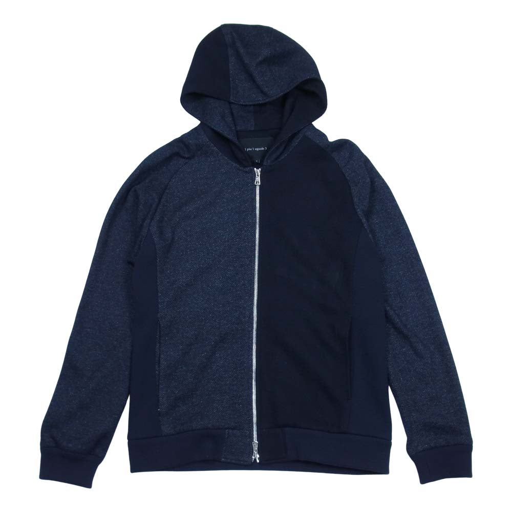 1piu1uguale3 ウノピュウノウグァーレトレ MRB447 WCT008 CRAZY RIB PARKA クレイジー リブ パーカー ネイビー系 V【美品】【中古】