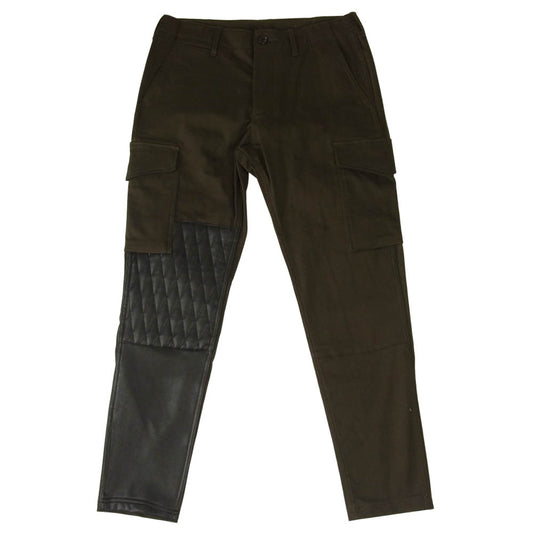 1piu1uguale3 ウノピュウノウグァーレトレ MRP400 CTU201 BACKSATINSTRETCH バイカー ロング パンツ カーキ系 4【美品】【中古】