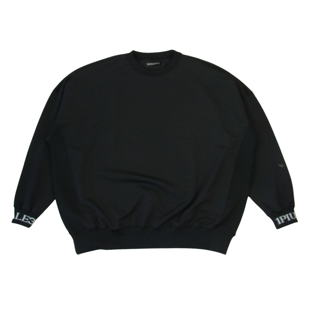 1piu1uguale3 ウノピュウノウグァーレトレ RONE169 PM01113 CRAZY JERSEY BIG CREW ジャージ クルーネック スウェット ブラック系 4【極上美品】【中古】