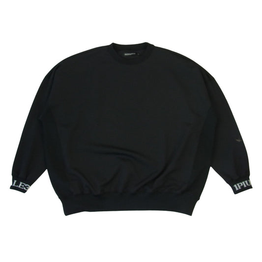 1piu1uguale3 ウノピュウノウグァーレトレ RONE169 PM01113 CRAZY JERSEY BIG CREW ジャージ クルーネック スウェット ブラック系 4【極上美品】【中古】