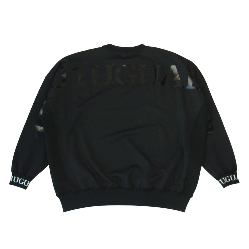 1piu1uguale3 ウノピュウノウグァーレトレ RONE169 PM01113 CRAZY JERSEY BIG CREW ジャージ クルーネック スウェット ブラック系 4【極上美品】【中古】