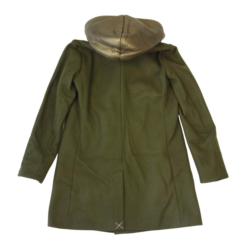 1piu1uguale3 ウノピュウノウグァーレトレ 未使用品 MRC079 WNY026 WRAP HOOD ウール メルトン ラップ コート カーキ系 5【極上美品】【中古】
