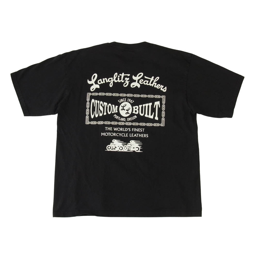 LANGLITZ LEATHERS ラングリッツレザーズ ショートスリーブ 半袖 プリント Tシャツ BLACK ブラック系 L【中古】