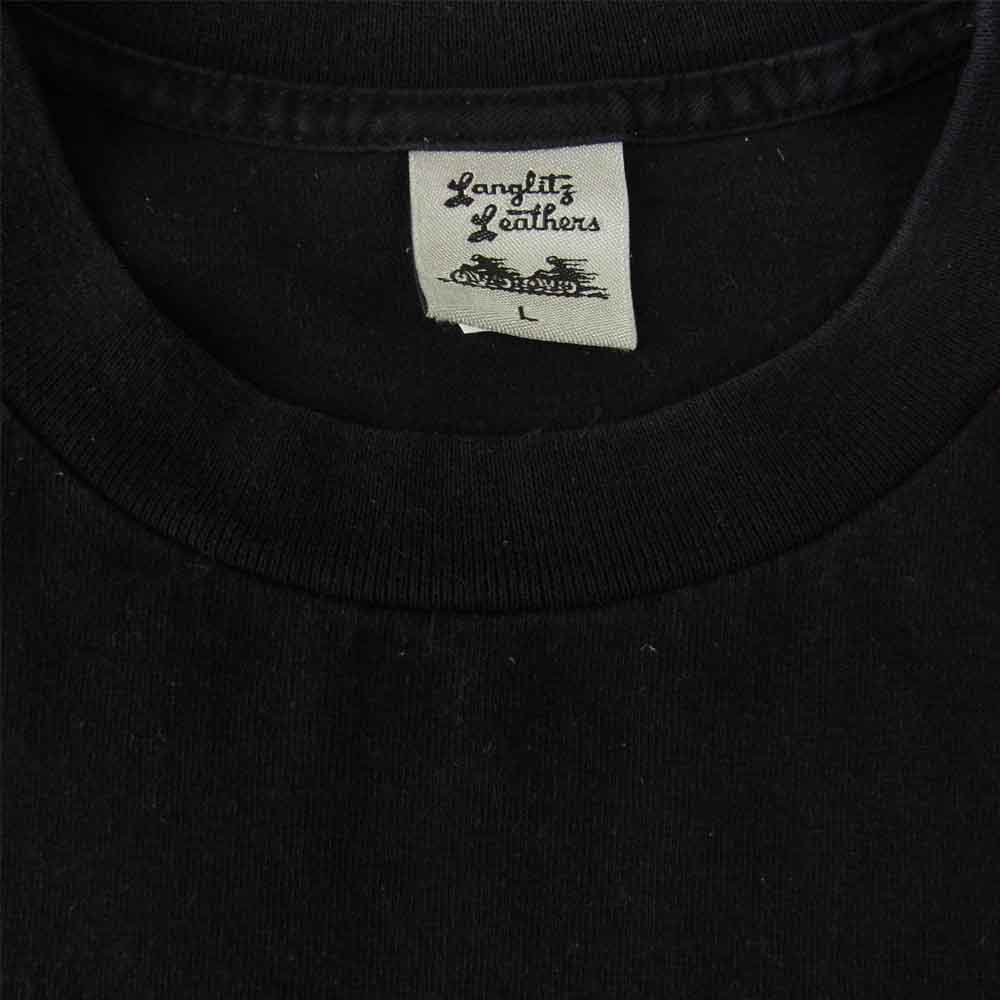 LANGLITZ LEATHERS ラングリッツレザーズ ショートスリーブ 半袖 プリント Tシャツ BLACK ブラック系 L【中古】