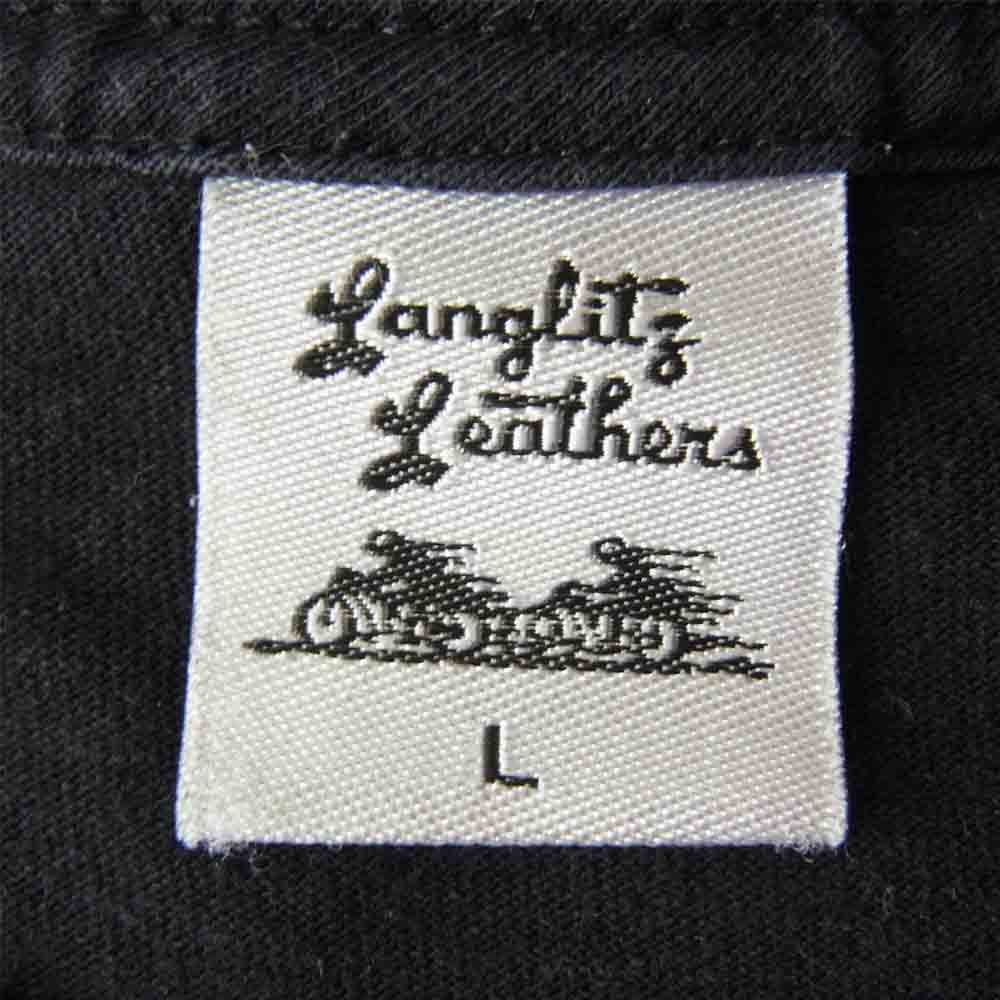 LANGLITZ LEATHERS ラングリッツレザーズ ショートスリーブ 半袖 プリント Tシャツ BLACK ブラック系 L【中古】