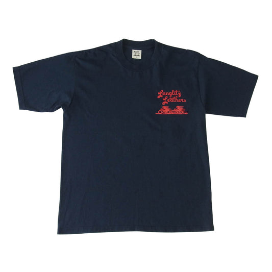 LANGLITZ LEATHERS ラングリッツレザーズ ショートスリーブ 半袖 プリント Tシャツ NAVY ネイビー系 M【中古】