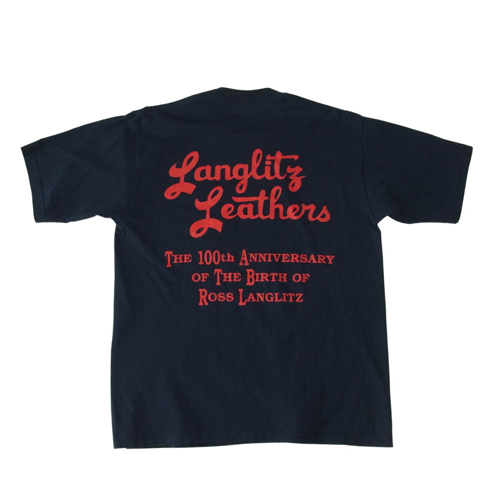 LANGLITZ LEATHERS ラングリッツレザーズ ショートスリーブ 半袖 プリント Tシャツ NAVY ネイビー系 M【中古】