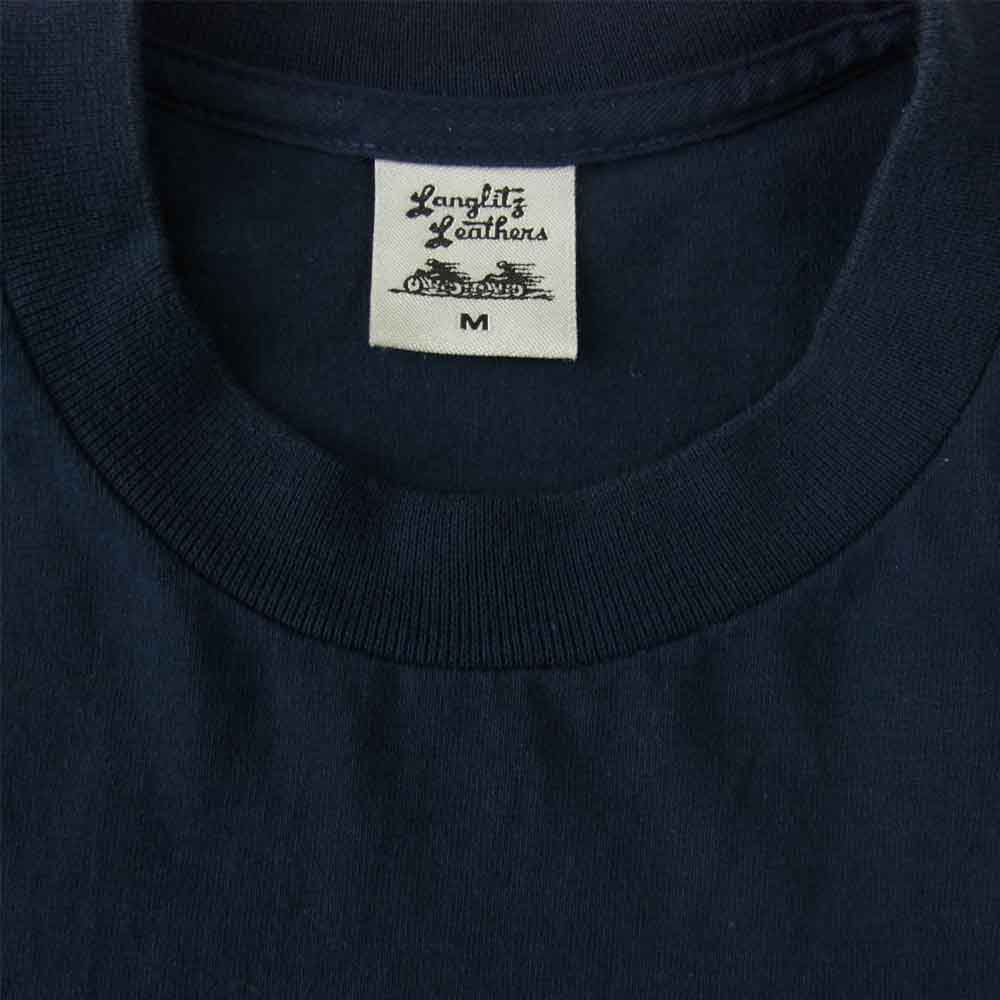 LANGLITZ LEATHERS ラングリッツレザーズ ショートスリーブ 半袖 プリント Tシャツ NAVY ネイビー系 M【中古】