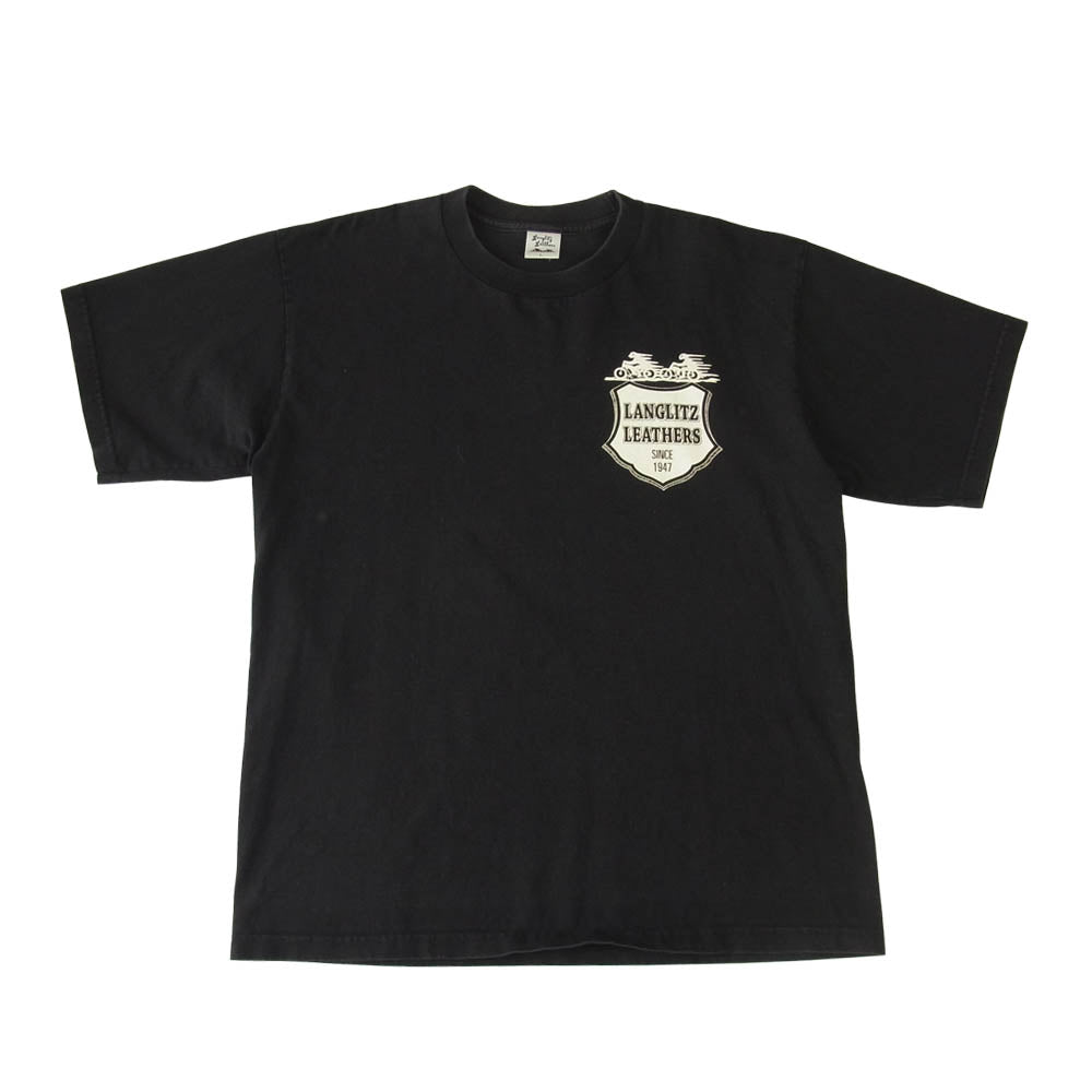 LANGLITZ LEATHERS ラングリッツレザーズ ショートスリーブ 半袖 プリント Tシャツ BLACK ブラック系 L【中古】