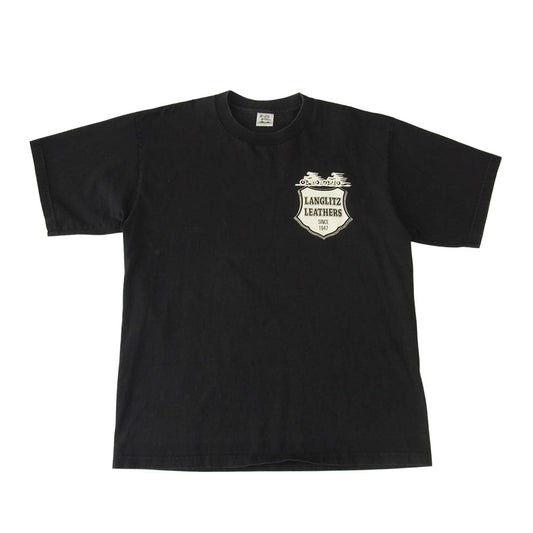 LANGLITZ LEATHERS ラングリッツレザーズ ショートスリーブ 半袖 プリント Tシャツ BLACK ブラック系 L【中古】