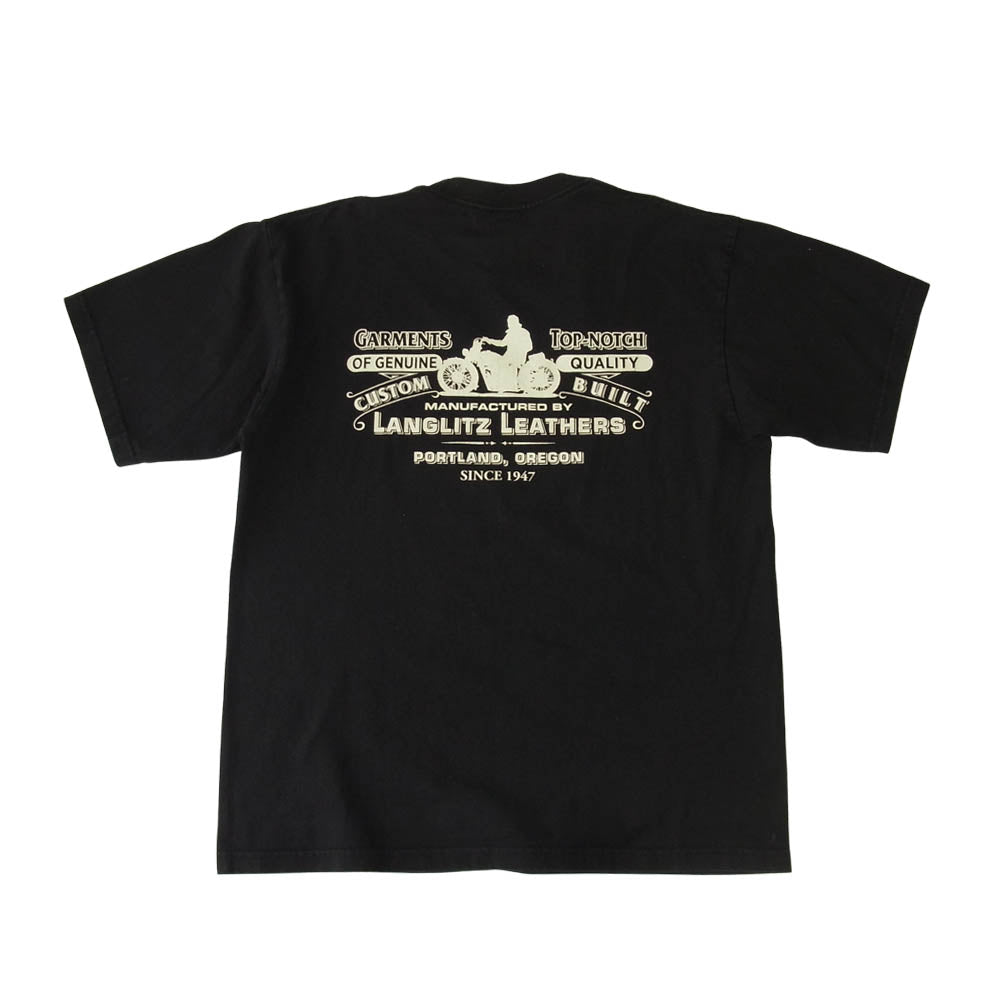 LANGLITZ LEATHERS ラングリッツレザーズ ショートスリーブ 半袖 プリント Tシャツ BLACK ブラック系 L【中古】