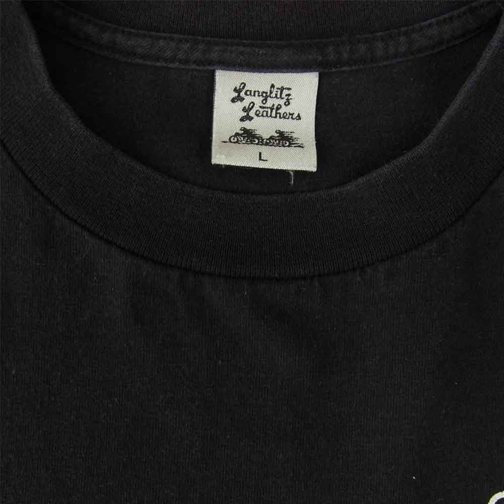 LANGLITZ LEATHERS ラングリッツレザーズ ショートスリーブ 半袖 プリント Tシャツ BLACK ブラック系 L【中古】