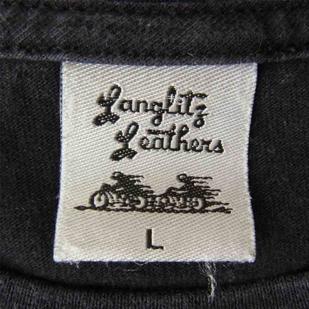 LANGLITZ LEATHERS ラングリッツレザーズ ショートスリーブ 半袖 プリント Tシャツ BLACK ブラック系 L【中古】