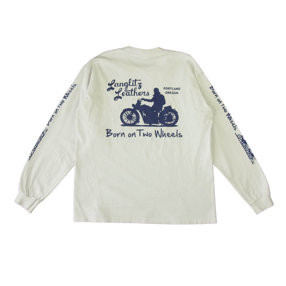 LANGLITZ LEATHERS ラングリッツレザーズ ロングスリーブ プリント Tシャツ WHITE ホワイト系 M【中古】