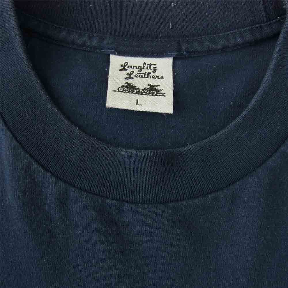 LANGLITZ LEATHERS ラングリッツレザーズ ロングスリーブ プリント Tシャツ NAVY ネイビー系 L【中古】