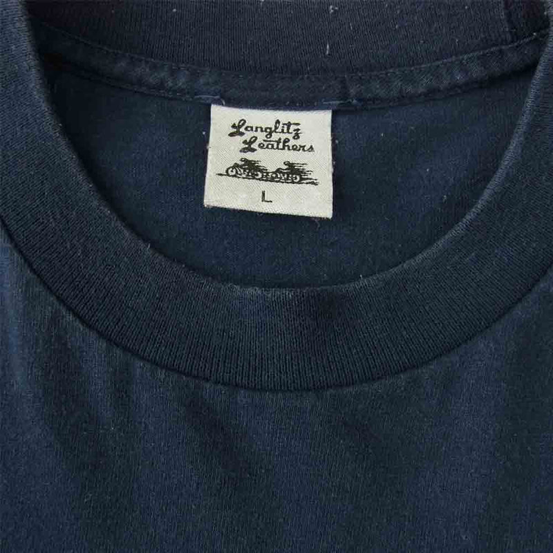 LANGLITZ LEATHERS ラングリッツレザーズ ロングスリーブ プリント Tシャツ NAVY ネイビー系 L【中古】