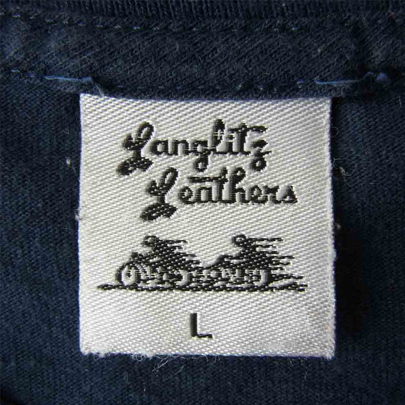 LANGLITZ LEATHERS ラングリッツレザーズ ロングスリーブ プリント Tシャツ NAVY ネイビー系 L【中古】