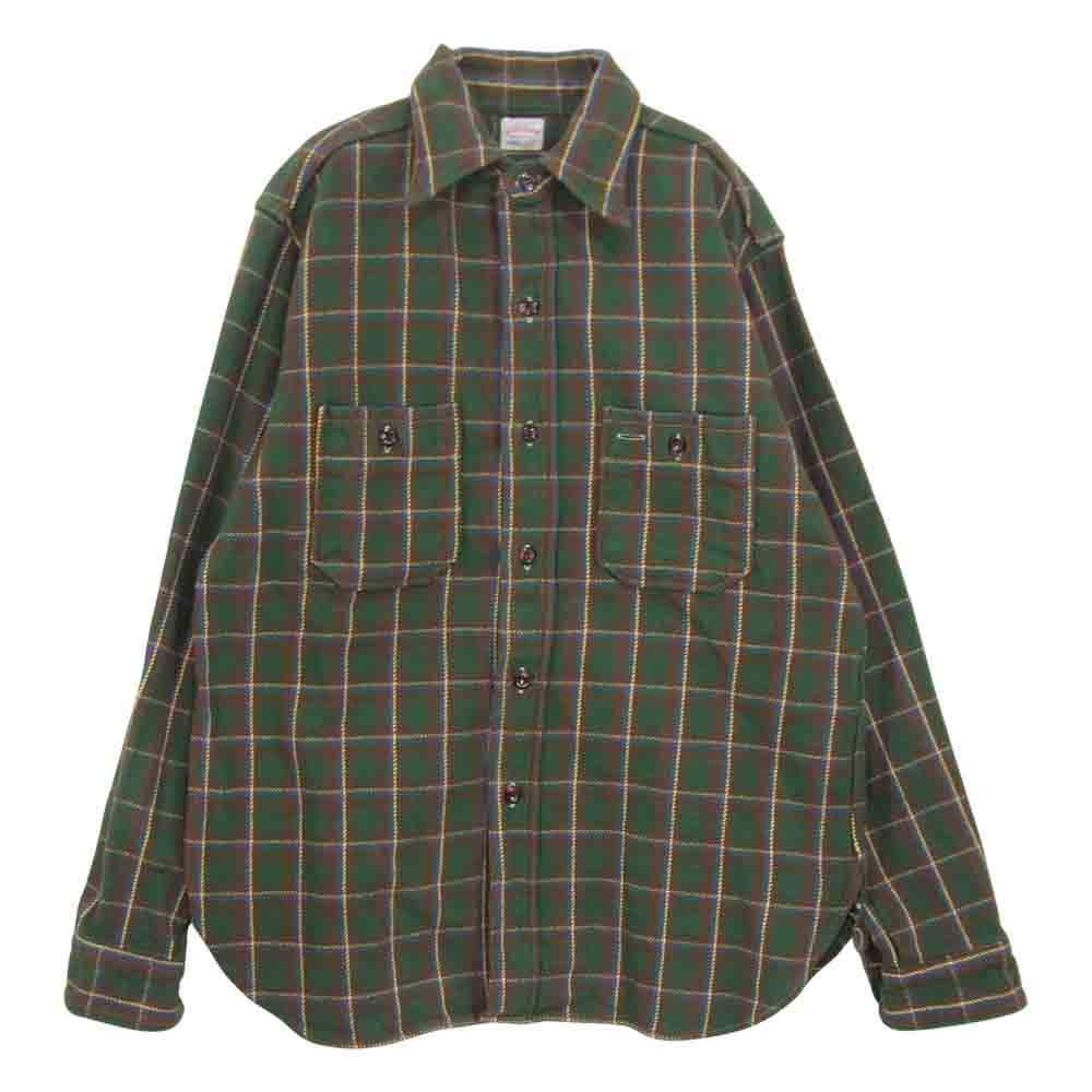 WAREHOUSE ウエアハウス マチ付き ヘビー フランネル チェック シャツ グリーン系 イエロー系 チェック L【中古】