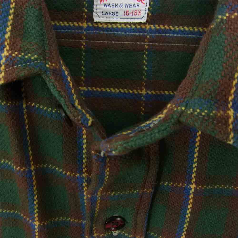 WAREHOUSE ウエアハウス マチ付き ヘビー フランネル チェック シャツ グリーン系 イエロー系 チェック L【中古】