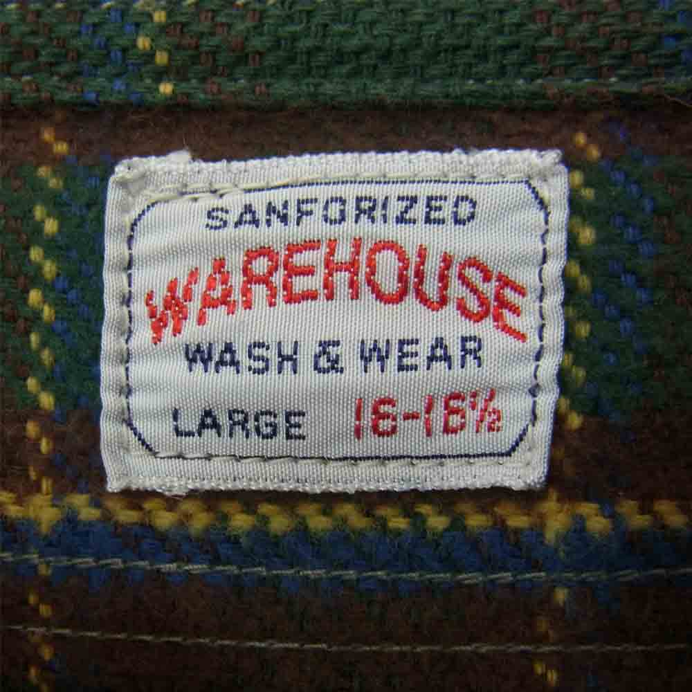 WAREHOUSE ウエアハウス マチ付き ヘビー フランネル チェック シャツ グリーン系 イエロー系 チェック L【中古】