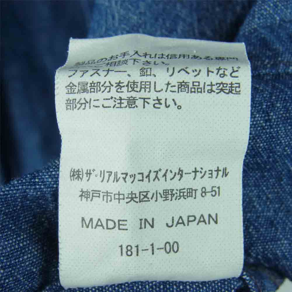 The REAL McCOY'S ザリアルマッコイズ JOE McCOY 8hour Union 長袖 コットン シャツ インディゴブルー系 16【中古】