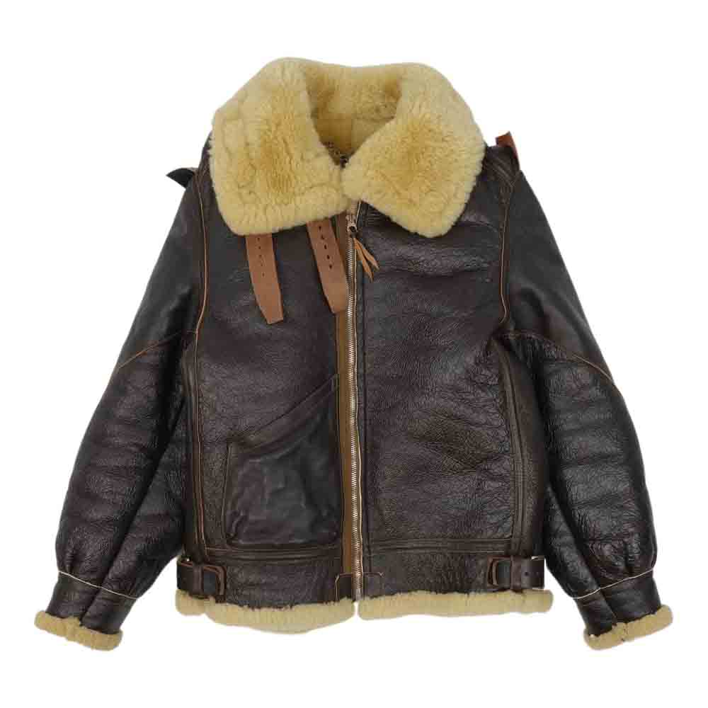 The REAL McCOY'S ザリアルマッコイズ TYPE B-3 REAL McCOY MFG. CO. シープ × ホースハイド ムートン フライト ジャケット ダークブラウン系 40【美品】【中古】