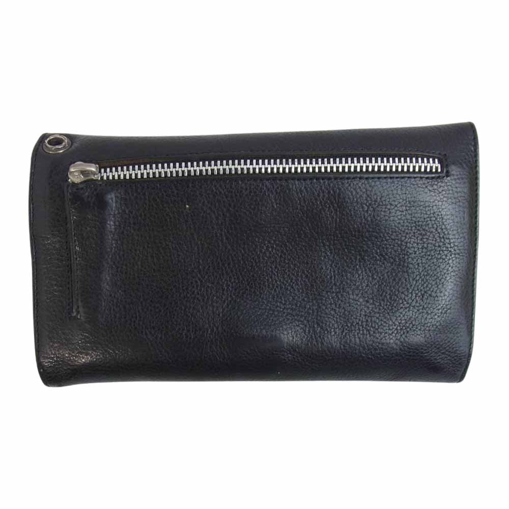 CHROME HEARTS クロムハーツ（原本無） WAVE ウェーブ クロスボール ボタン レザー ウォレット ブラック系【中古】