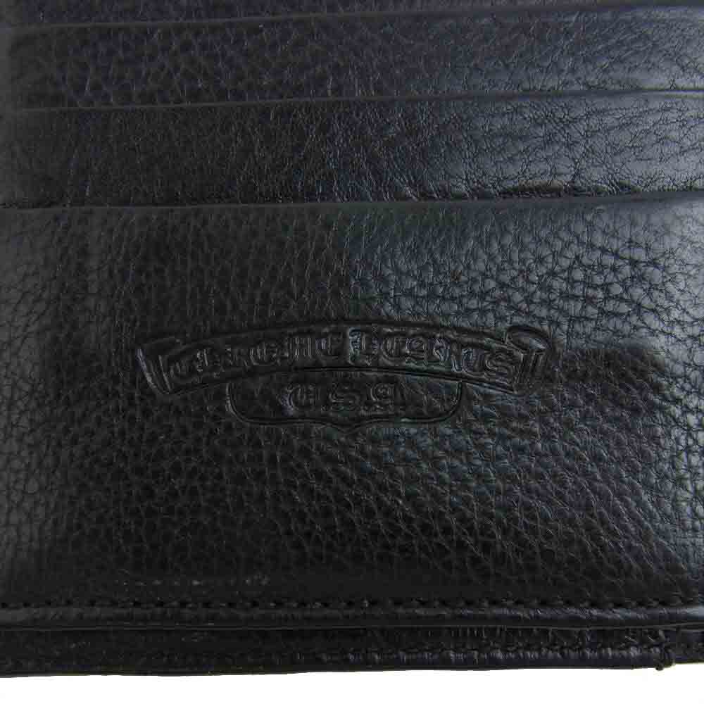 CHROME HEARTS クロムハーツ（原本無） WAVE ウェーブ クロスボール ボタン レザー ウォレット ブラック系【中古】