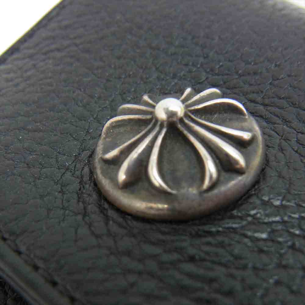 CHROME HEARTS クロムハーツ（原本無） WAVE ウェーブ クロスボール ボタン レザー ウォレット ブラック系【中古】