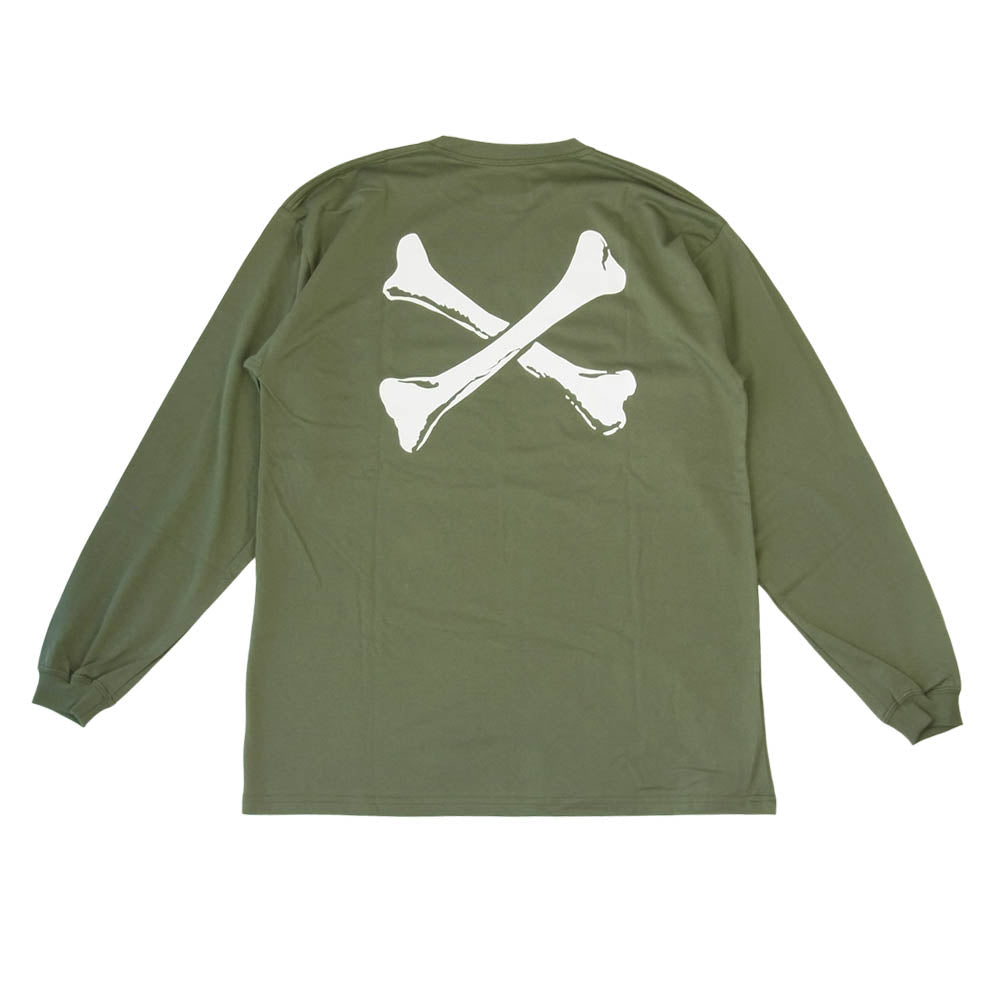 WTAPS ダブルタップス 21AW 212PCDT-LT02S CROSSBONES / SCREEN LS TEE クロスボーン ロングスリーブ Tシャツ カーキ系 L【新古品】【未使用】【中古】