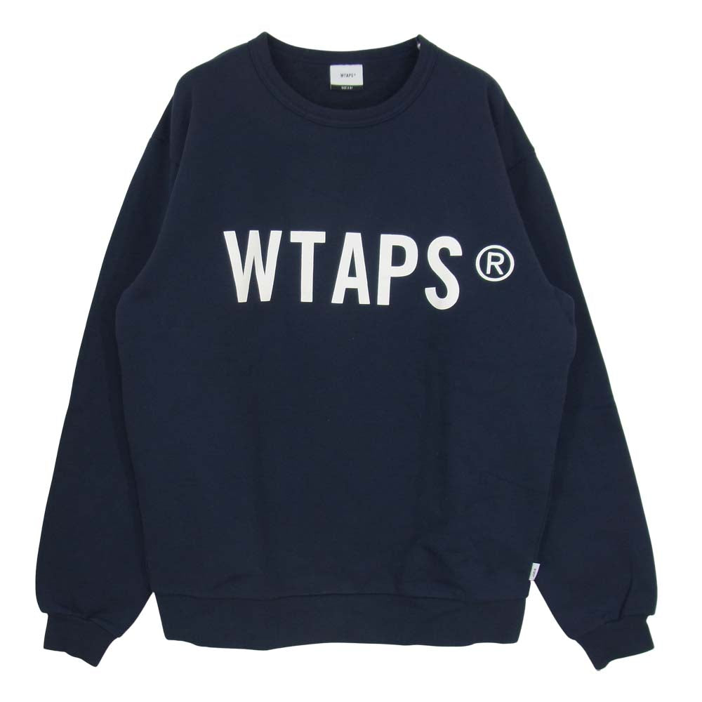 WTAPS ダブルタップス WTVUA 両面 プリント スウェット クルーネック トレーナー ネイビー系 XO1【美品】【中古】