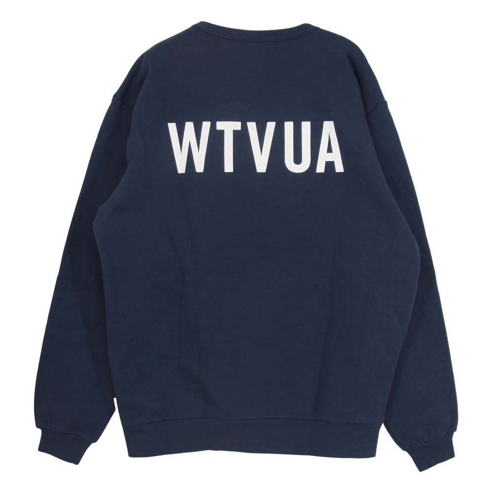 WTAPS ダブルタップス WTVUA 両面 プリント スウェット クルーネック トレーナー ネイビー系 XO1【美品】【中古】