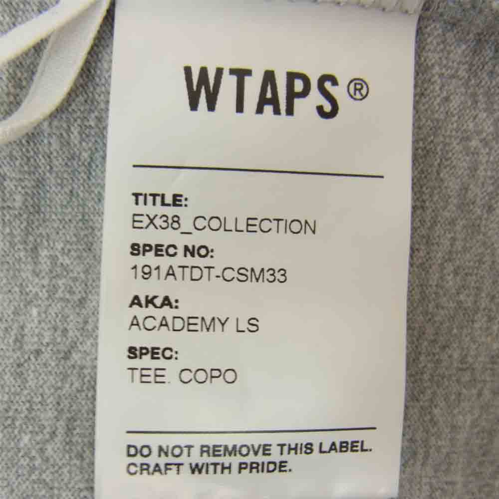 WTAPS ダブルタップス 19SS 191ATDT-CSM33 ACADEMY LS TEE. COPO アカデミー 長袖 Tシャツ  グレー系【中古】