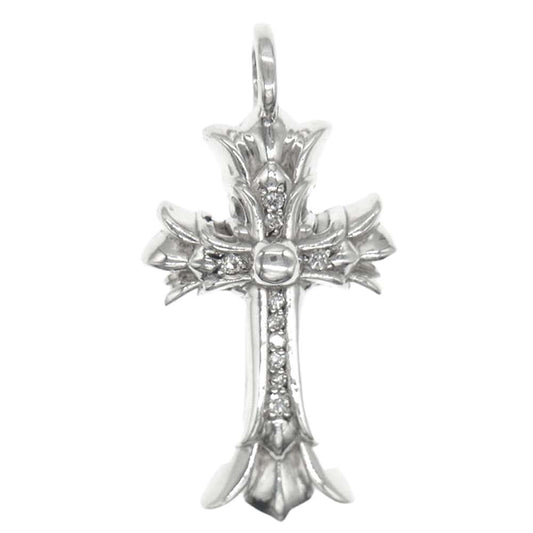 CHROME HEARTS クロムハーツ（原本無） ダブル CH クロス パヴェ ダイヤ ペンダントトップ シルバー系【中古】