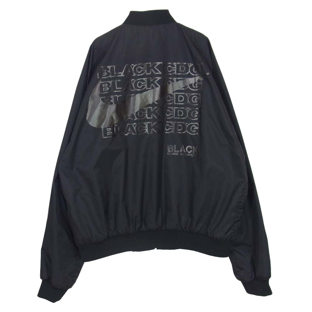 BLACK COMME des GARCONS ブラックコムデギャルソン 1S-J101 × NIKE ナイキ SWOOSH NYLON STADIUM JKT スウッシュ ナイロン スタジアム ジャケット ブルゾン ブラック系 L【中古】