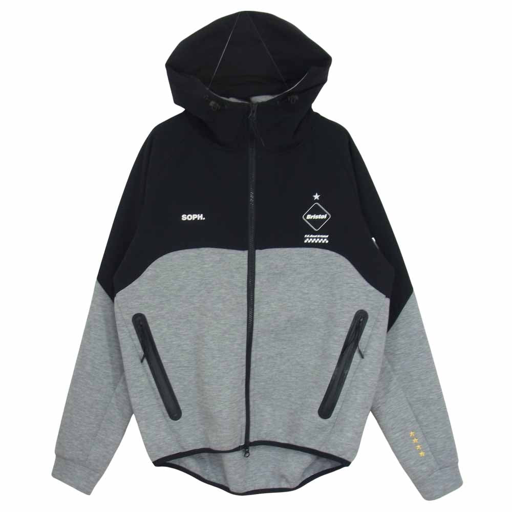 F.C.R.B. エフシーアールビー 19SS FCRB-190019 VENTILATION HOODY ベンチレーション フーディ― ジップアップ パーカー ブラック系 グレー系 S【中古】