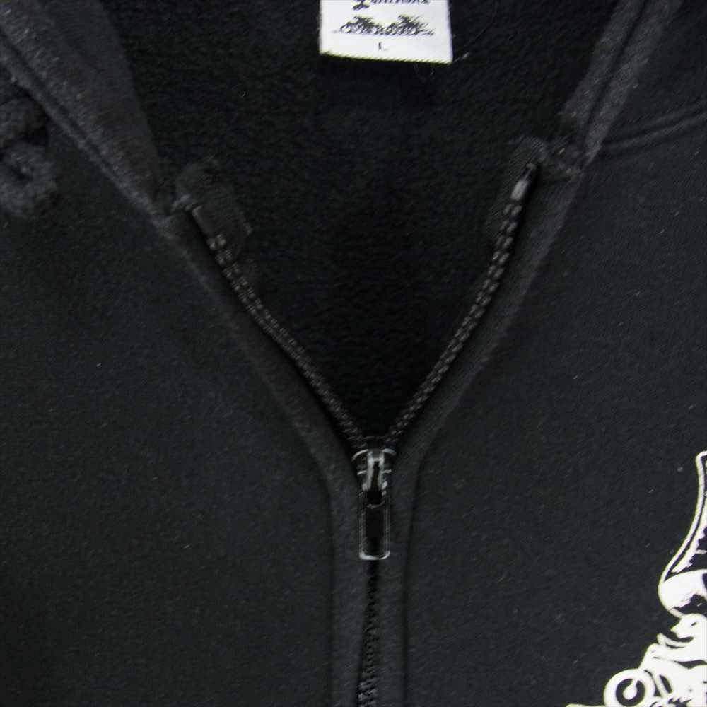 LANGLITZ LEATHERS ラングリッツレザーズ ロゴ プリント フルジップ スウェット パーカー ブラック系 L【中古】