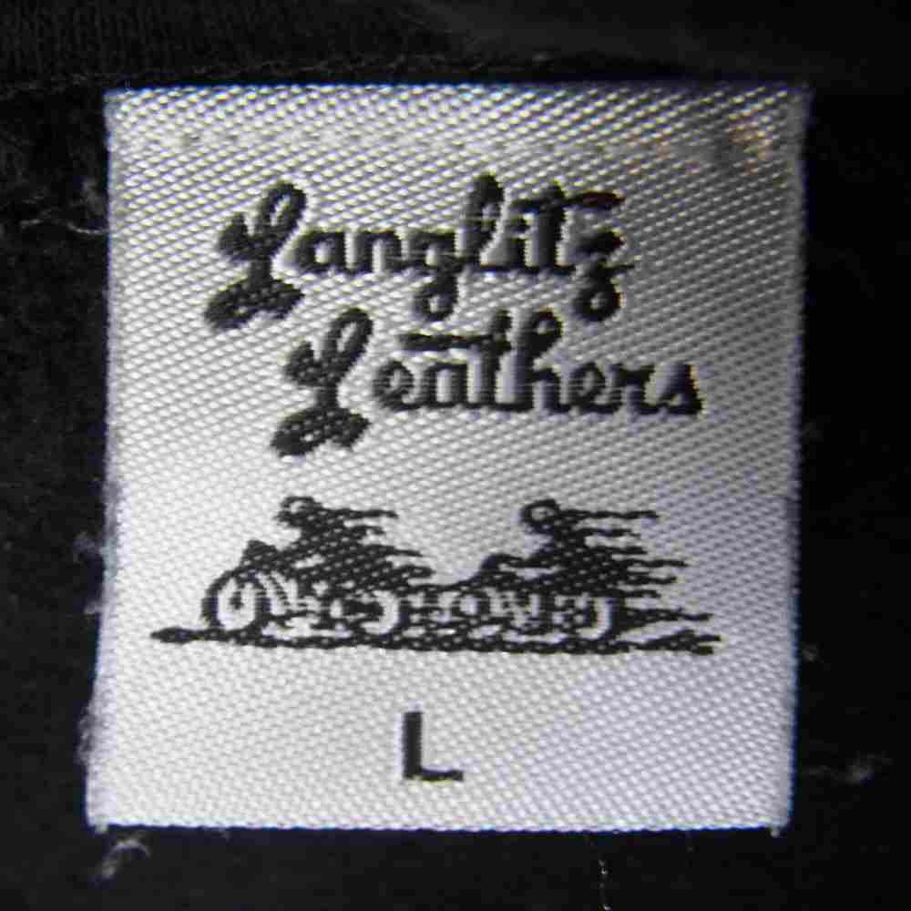 LANGLITZ LEATHERS ラングリッツレザーズ ロゴ プリント フルジップ スウェット パーカー ブラック系 L【中古】