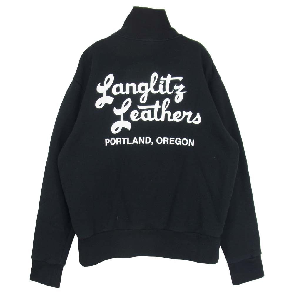 LANGLITZ LEATHERS ラングリッツレザーズ ロゴ プリント フルジップ スウェット ブラック系 L【中古】