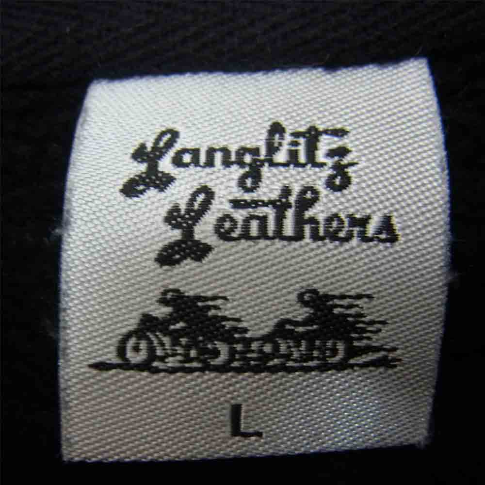 LANGLITZ LEATHERS ラングリッツレザーズ ロゴ プリント フルジップ スウェット ブラック系 L【中古】