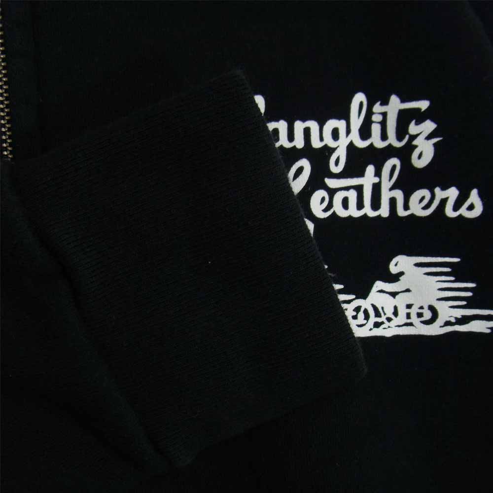 LANGLITZ LEATHERS ラングリッツレザーズ ロゴ プリント フルジップ スウェット ブラック系 L【中古】