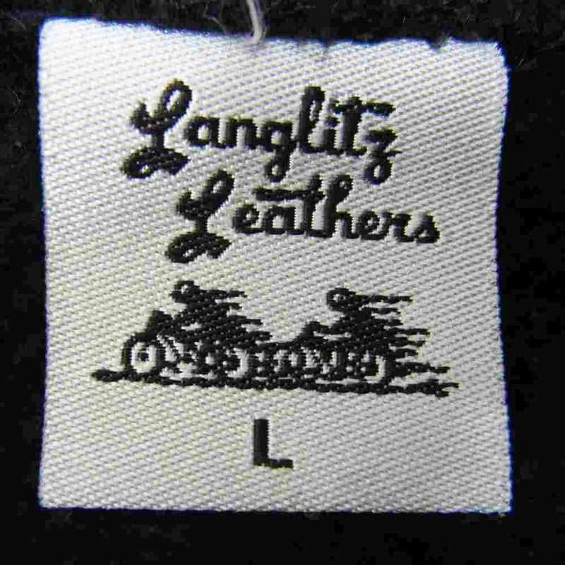 LANGLITZ LEATHERS ラングリッツレザーズ ロゴ プリント フルジップ スウェット パーカー ブラック系 L【中古】