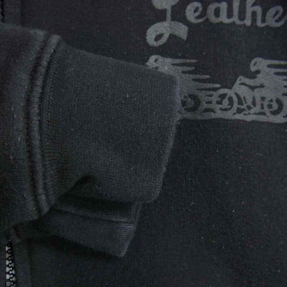 LANGLITZ LEATHERS ラングリッツレザーズ ロゴ プリント フルジップ スウェット パーカー ブラック系 L【中古】
