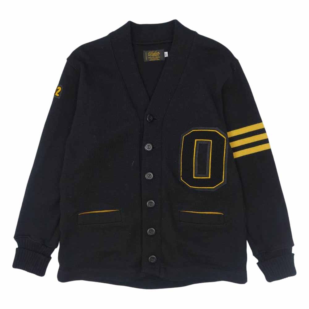 ディーエン Varsity Cardigan バーシティ ワッペン レタード カーディガン ブラック系 M【中古】